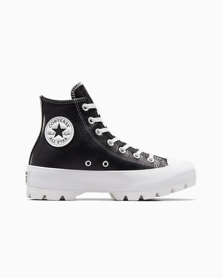 Tenisi Inalti Dama Converse Chuck Taylor All Star Lugged Piele Negrii Albi | RO QKUYT805